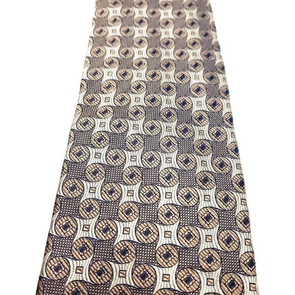 XMI Platinum Silk Tie Woven Beige Geometric‎ - Picture 2 of 6